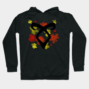 Rune with orange and yellow watercolor flowers Hoodie